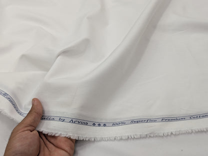 Arvind 100% Premium Cotton Shirting Fabric (White)