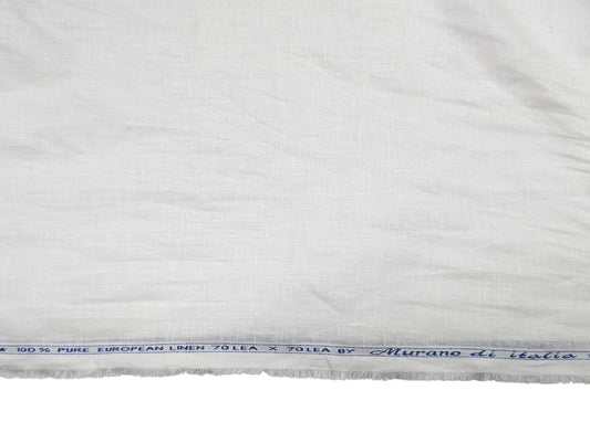 Murano Di Italia 100% Pure European Linen Shirting Fabric - 70 Lea (White)