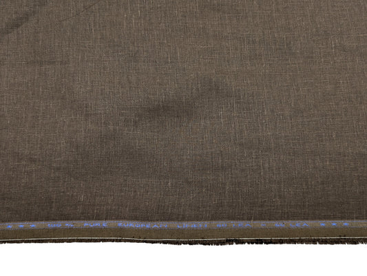 100% European Linen Shirt Fabric (Dark Brown) - 60 LEA