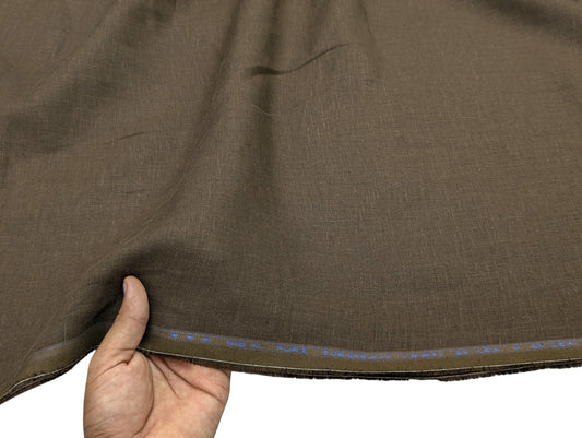 100% European Linen Shirt Fabric (Dark Brown) - 60 LEA