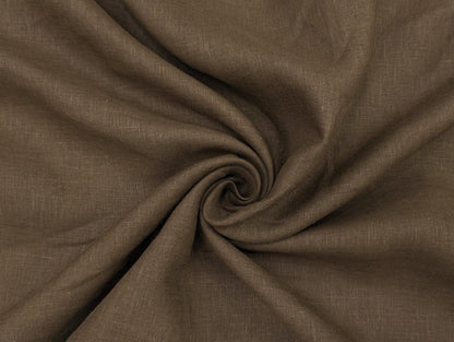 100% European Linen Shirt Fabric (Dark Brown) - 60 LEA