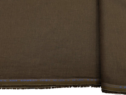 100% European Linen Shirt Fabric (Dark Brown) - 60 LEA