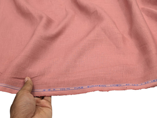 100% European Linen Shirt Fabric (Muted Rose) - 60 LEA