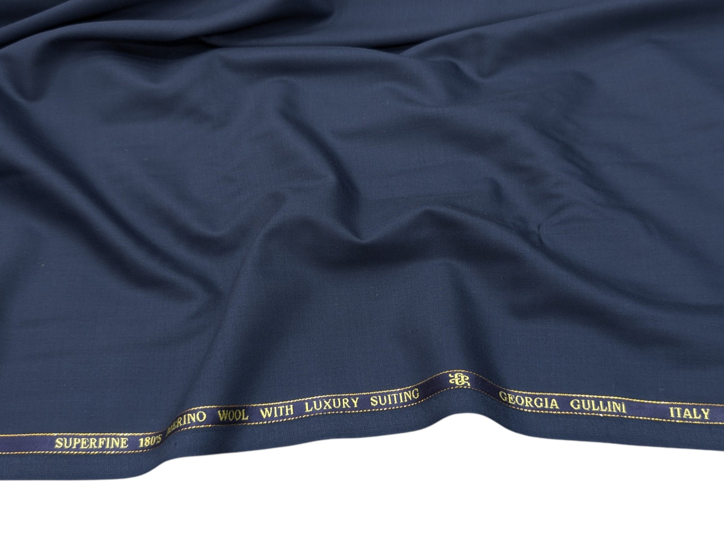 Georgia Gullini Italy 180s Merino Wool Blend Suiting Fabric (Classic Navy Blue)