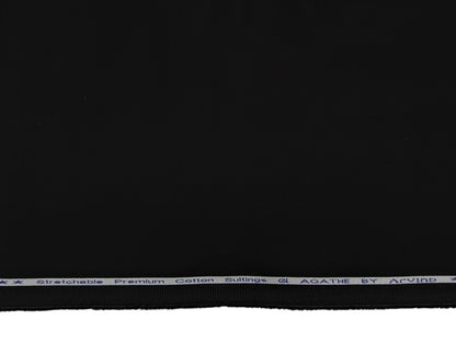 Arvind 100% Cotton Suiting Fabric (Pure Black)
