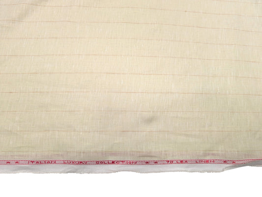 Italian Luxury Pure Linen Fabric 70 LEA (Beige with Subtle Pinstripes)