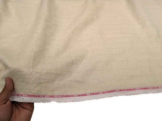 Italian Luxury Pure Linen Fabric 70 LEA (Beige with Subtle Pinstripes)