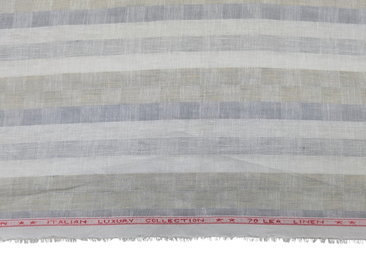 Italian Luxury Collection – Premium Striped Linen Shirting Fabric (70 Lea)(Gray)