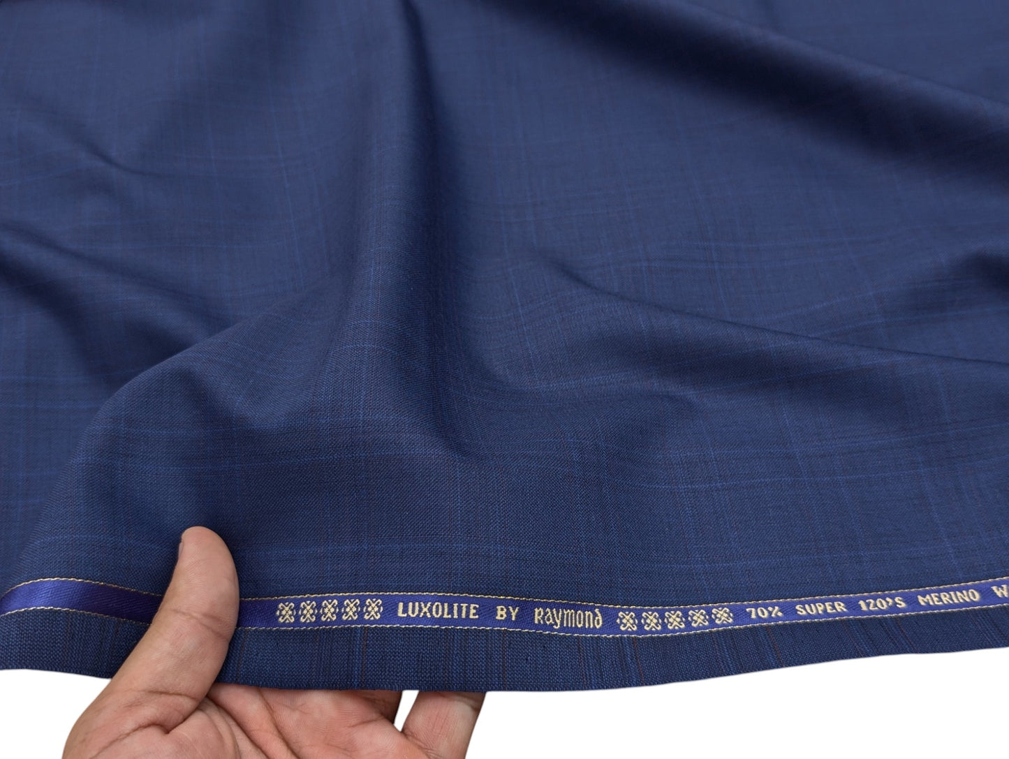 Raymond Luxolite 70% Wool Super 120's Premium Unstitched Suiting Fabric (Checkered Blue)