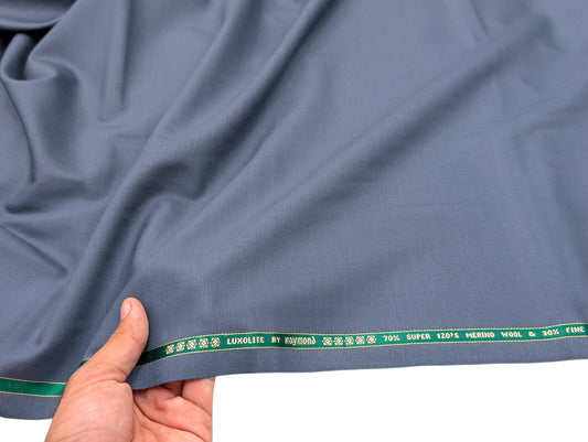 Raymond Luxolite 70% Wool Super 120's Premium Unstitched Suiting Fabric (Greyish Blue)