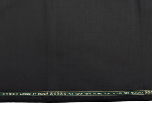 Raymond Luxolite 70% Wool Super 120's Premium Unstitched Suiting Fabric (Pure Black)