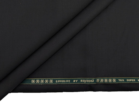 Raymond Luxolite 70% Wool Super 120's Premium Unstitched Suiting Fabric (Pure Black)