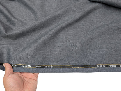 Canetti Italy Super 100's Merino Wool Blend Suiting Fabric (Smoky Grey, Melange Textured)