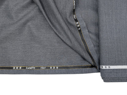 Canetti Italy Super 100's Merino Wool Blend Suiting Fabric (Smoky Grey, Melange Textured)
