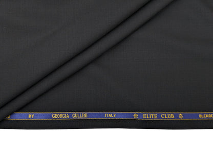 Georgia Gullini Super 130's Merino Wool Blend Suiting Fabric (Luxurious Black, Smooth Plain Weave)