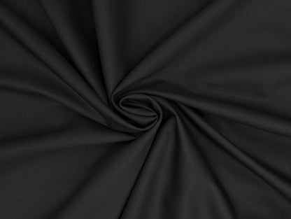 Georgia Gullini Super 130's Merino Wool Blend Suiting Fabric (Luxurious Black, Smooth Plain Weave)