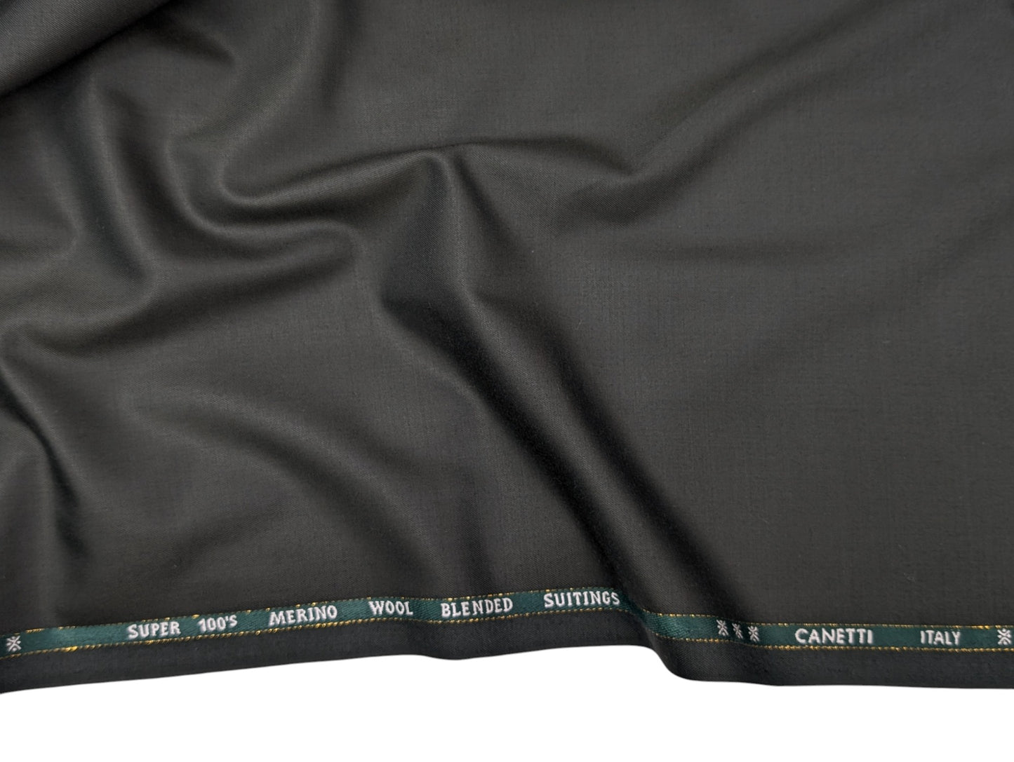 Canetti Italy Super 100's Merino Wool Blend Suiting Fabric (Bottle Green, Subtle Weave)