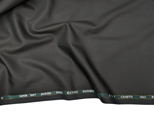 Canetti Italy Super 100's Merino Wool Blend Suiting Fabric (Bottle Green, Subtle Weave)