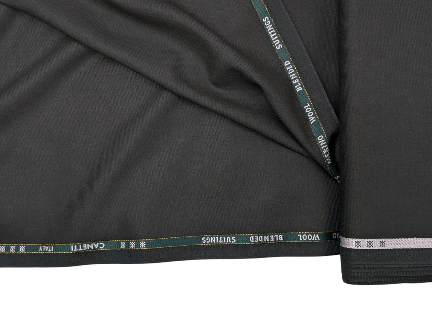 Canetti Italy Super 100's Merino Wool Blend Suiting Fabric (Bottle Green, Subtle Weave)