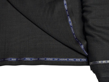 Raymond Markus Super 70's Merino Wool Blend Suiting Fabric (Charcoal Gray, Self Pattern)