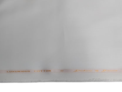 Dickens & Browne 100% Cotton Stretch Suiting Fabric (Classic White, Plain Weave)