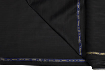 Raymond Markus Super 70's Merino Wool Blend Suiting Fabric (Midnight Black, Pinstripe)