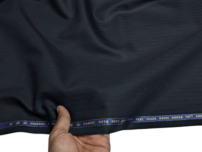 Raymond Markus Super 70's Merino Wool Blend Suiting Fabric (Royal Navy Blue, Pinstripe)