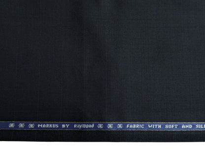 Raymond Markus Super 70's Wool blend Suiting Fabric (Navy Blue, Silent Checks)