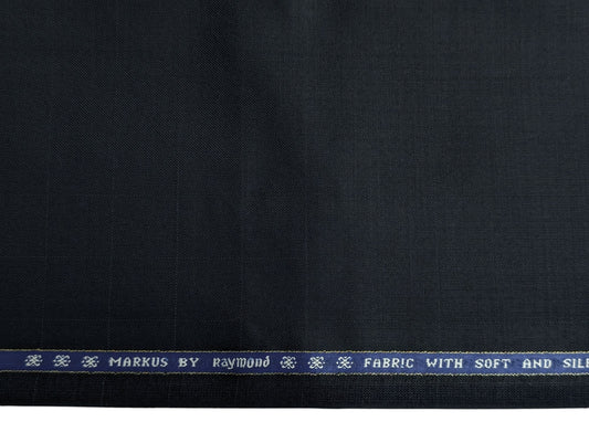 Raymond Markus Super 70's Wool blend Suiting Fabric (Navy Blue, Silent Checks)