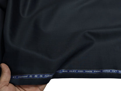Raymond Markus Super 70's Wool blend Suiting Fabric (Navy Blue, Silent Checks)