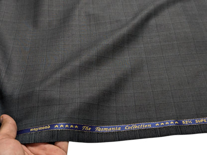 Raymond The Tasmania Collection Super 100's Unstitched Suiting Fabric (Checkered Gray)
