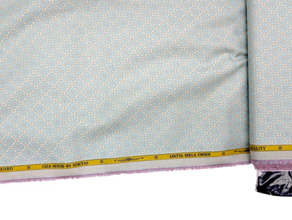 Giza House by Soktas Jacquard Premium Cotton Shirting Fabric (Pastel Blue Motifs)