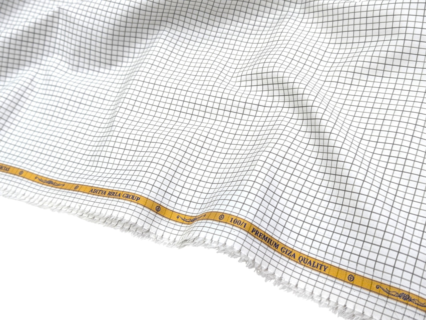 Giza House by Soktas 100/1 Premium Giza Cotton Shirting Fabric (White & Brown Checks)