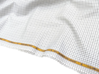 Giza House by Soktas 100/1 Premium Giza Cotton Shirting Fabric (White & Brown Checks)
