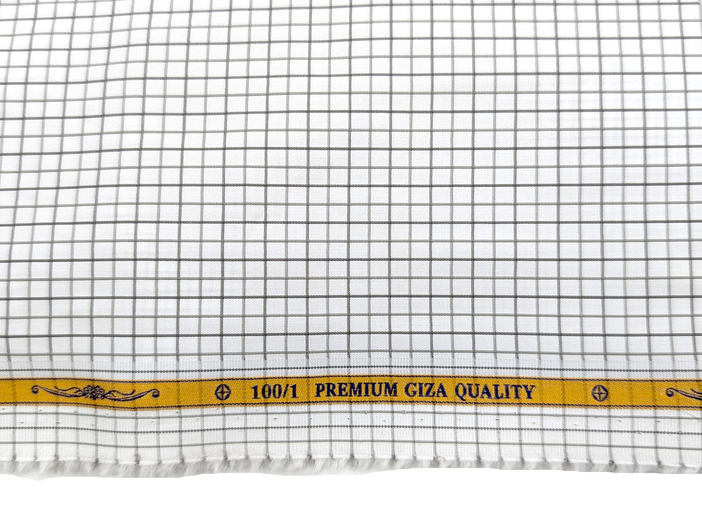 Giza House by Soktas 100/1 Premium Giza Cotton Shirting Fabric (White & Brown Checks)