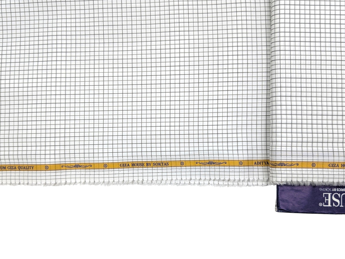 Giza House by Soktas 100/1 Premium Giza Cotton Shirting Fabric (White & Brown Checks)