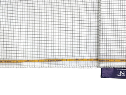Giza House by Soktas 100/1 Premium Giza Cotton Shirting Fabric (White & Brown Checks)