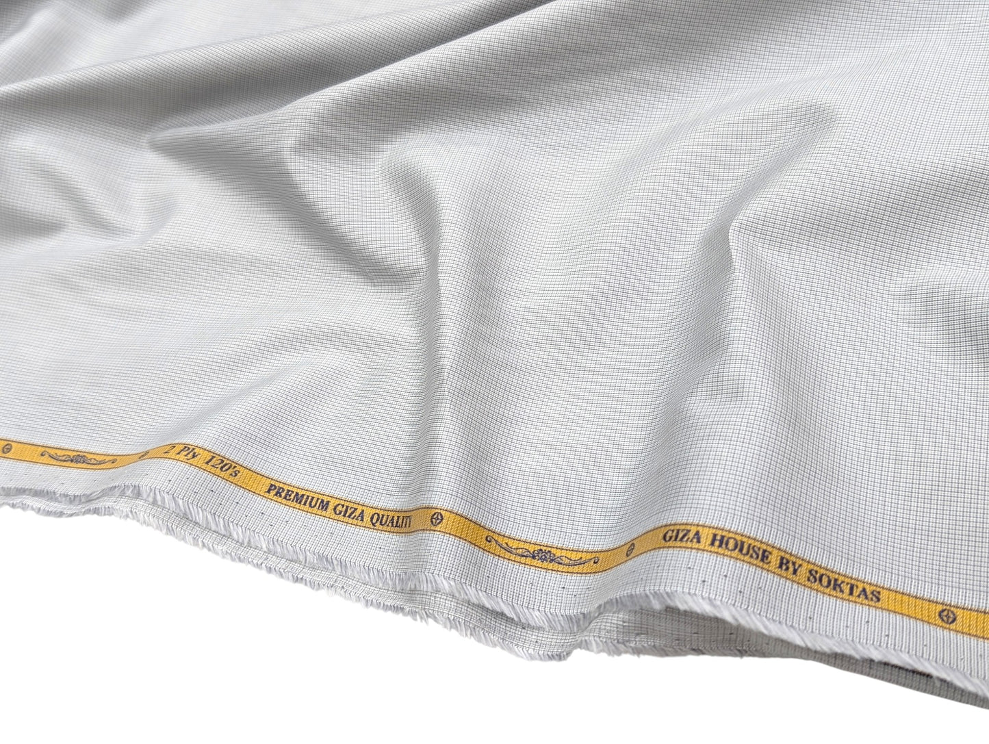 Giza House by Soktas 2 ply 120s Premium Giza Cotton Shirting Fabric (Gray, Micro Checks)