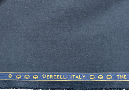 Vercelli Italy 100% Supima Cotton Lycra Suiting Fabric (Midnight Blue, Plain Weave)
