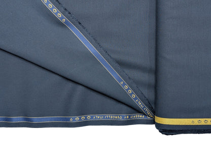 Vercelli Italy 100% Supima Cotton Lycra Suiting Fabric (Midnight Blue, Plain Weave)