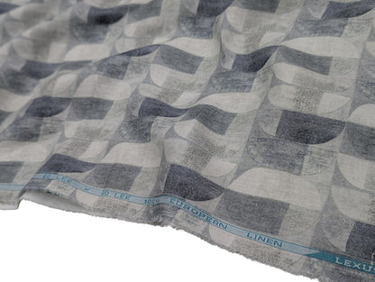 100% Pure European Linen 60 LEA Shirting Fabric (Grey, Printed)