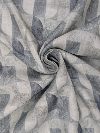 100% Pure European Linen 60 LEA Shirting Fabric (Grey, Printed)