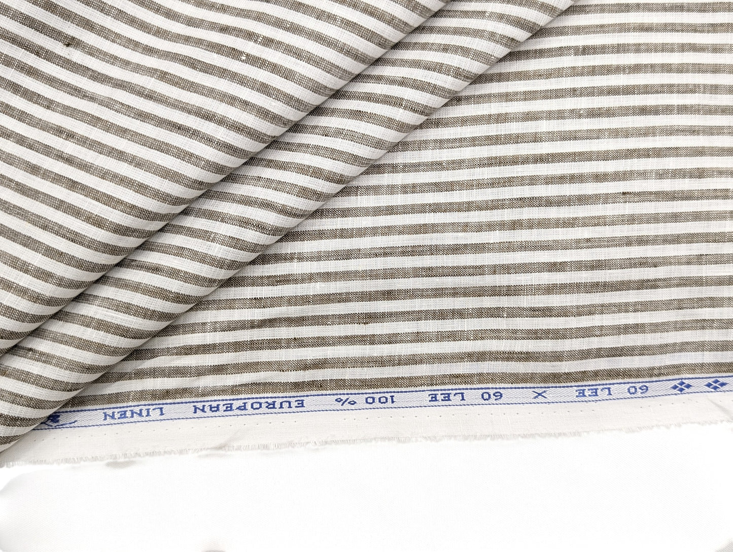 100% Pure European Linen 60 LEA Shirting Fabric (Brown, Stripes)