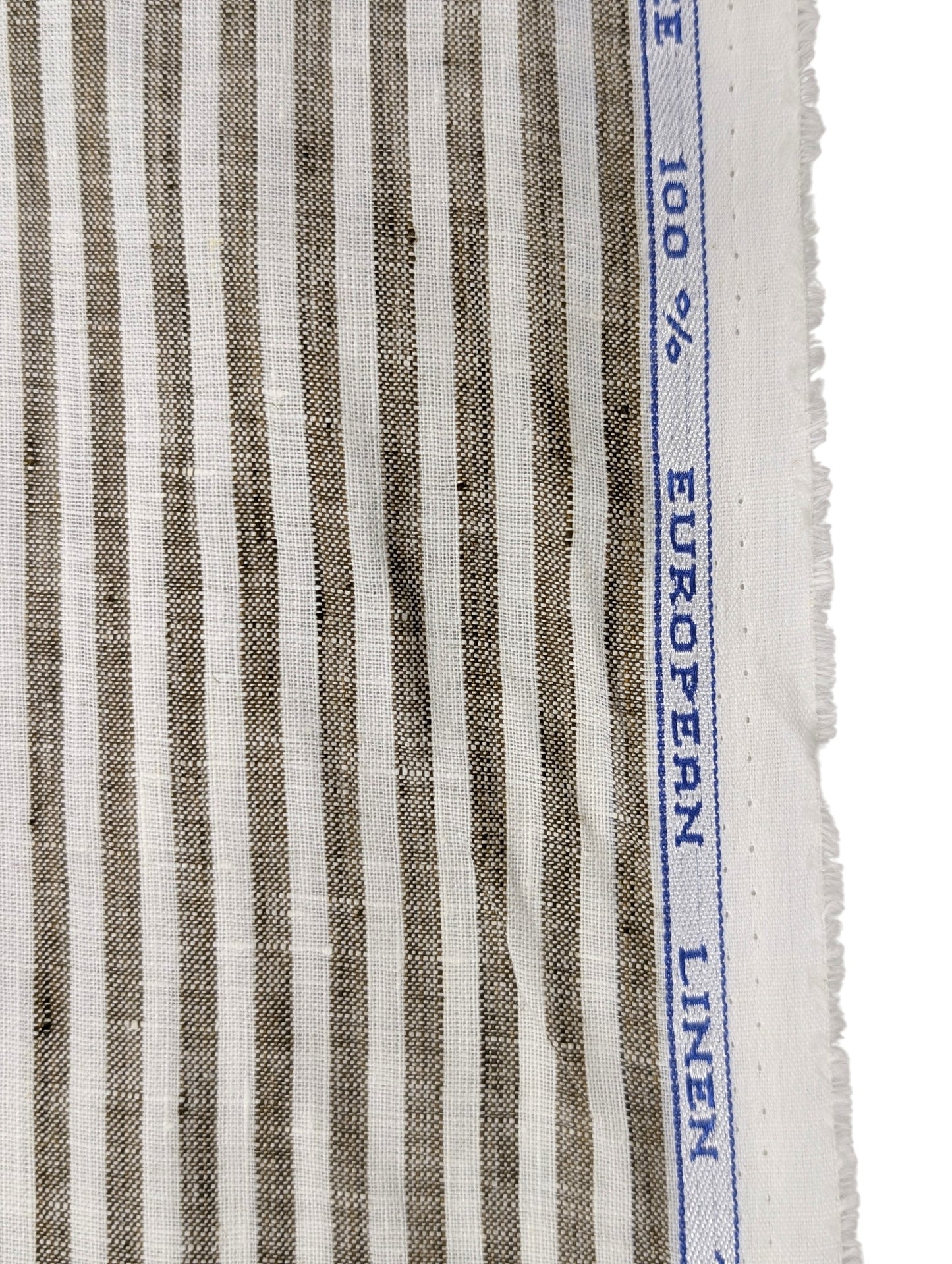 100% Pure European Linen 60 LEA Shirting Fabric (Brown, Stripes)
