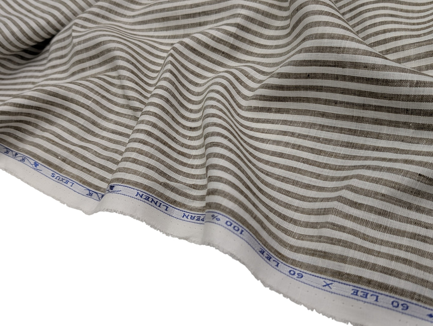 100% Pure European Linen 60 LEA Shirting Fabric (Brown, Stripes)