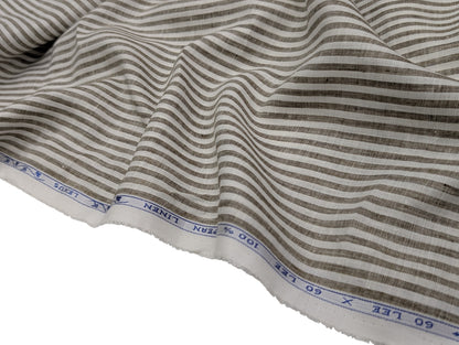 100% Pure European Linen 60 LEA Shirting Fabric (Brown, Stripes)