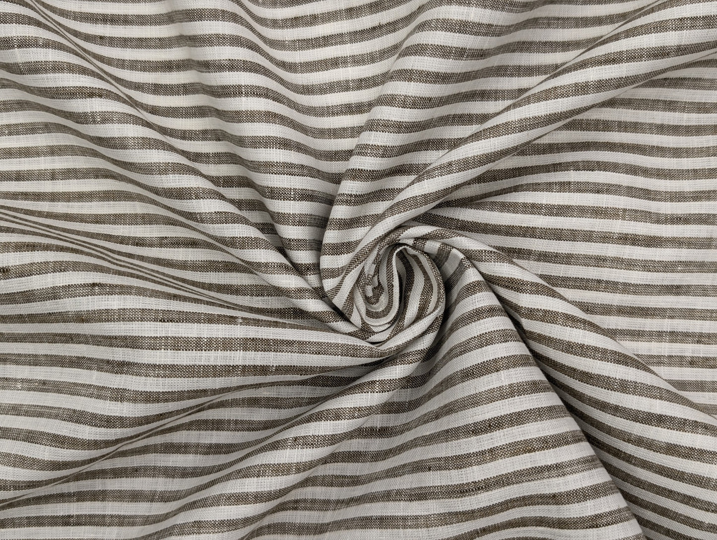 100% Pure European Linen 60 LEA Shirting Fabric (Brown, Stripes)