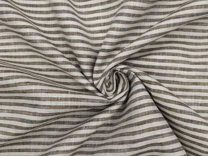 100% Pure European Linen 60 LEA Shirting Fabric (Brown, Stripes)