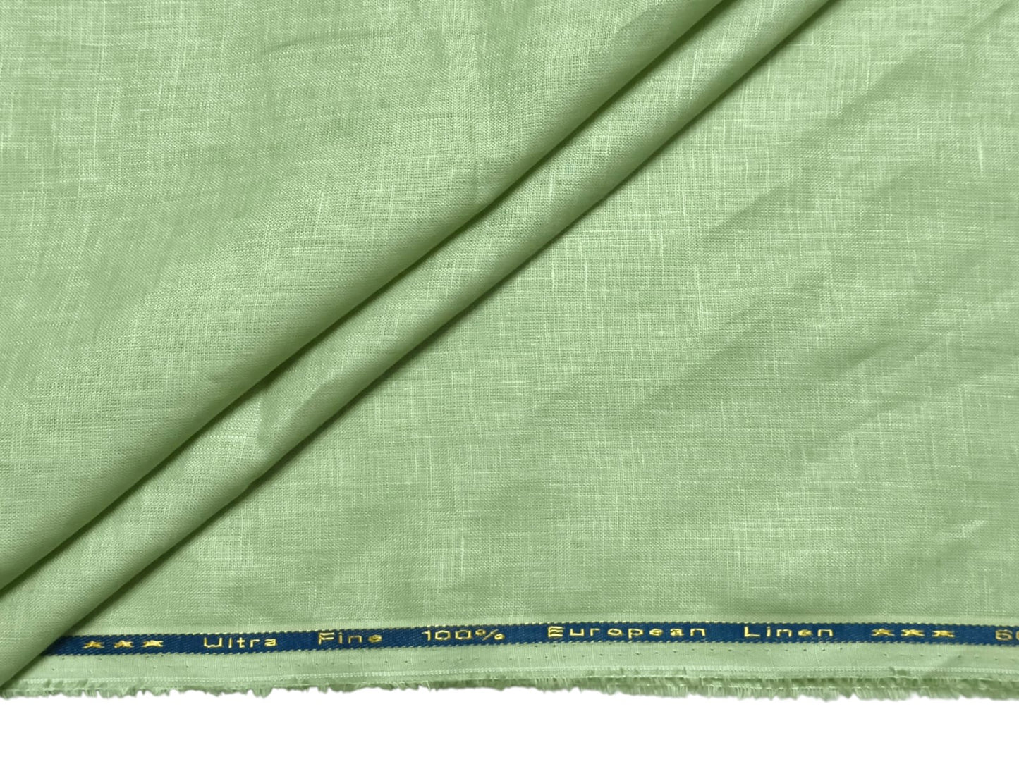100% Pure European Linen 60 LEA Shirting Fabric (Light Green Plain Weave)