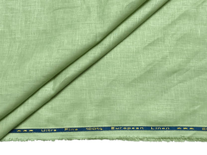 100% Pure European Linen 60 LEA Shirting Fabric (Light Green Plain Weave)